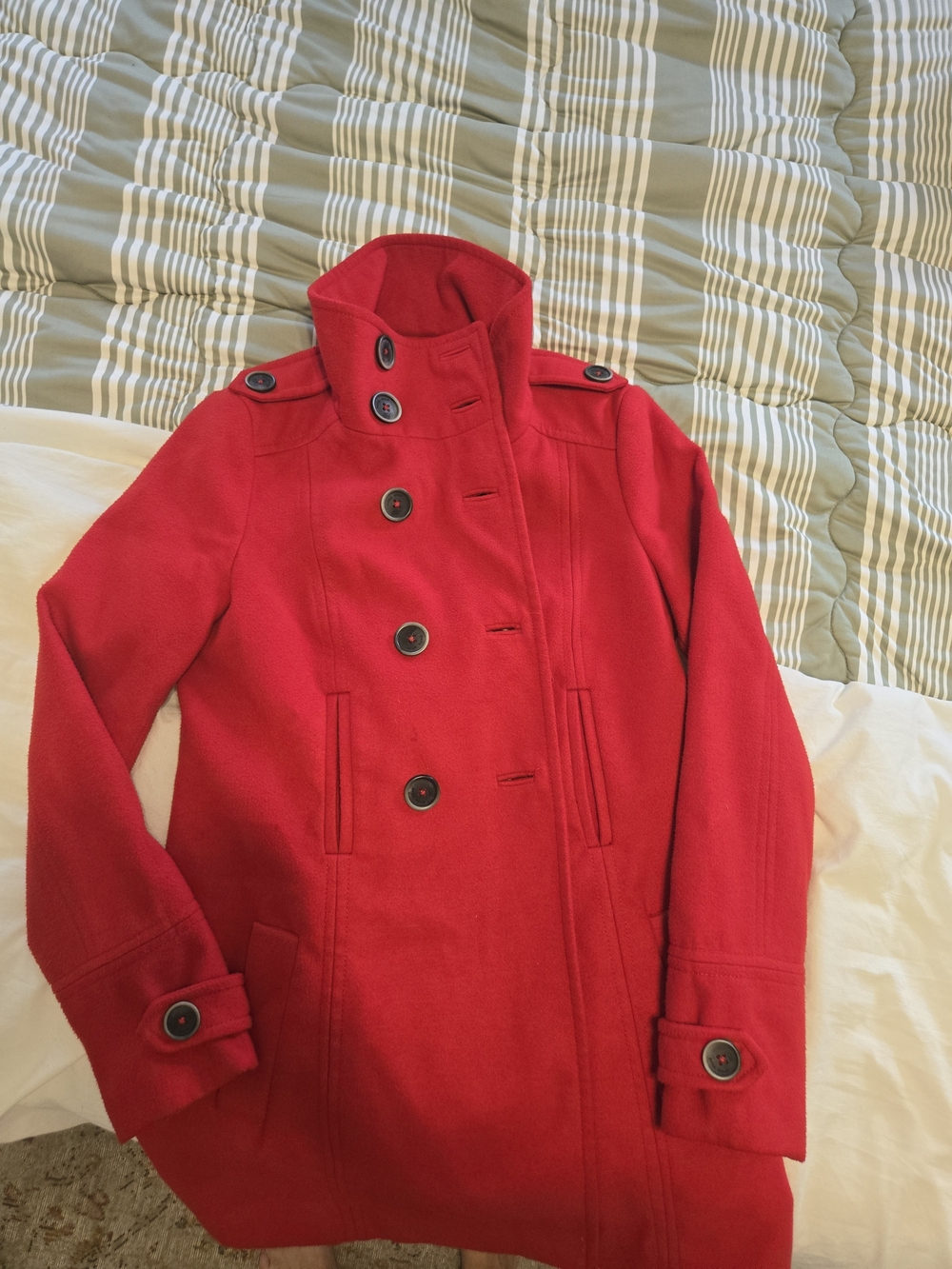 Warm & Cozy Red Double-Breasted Pea Coat by - Picture 5 of 5